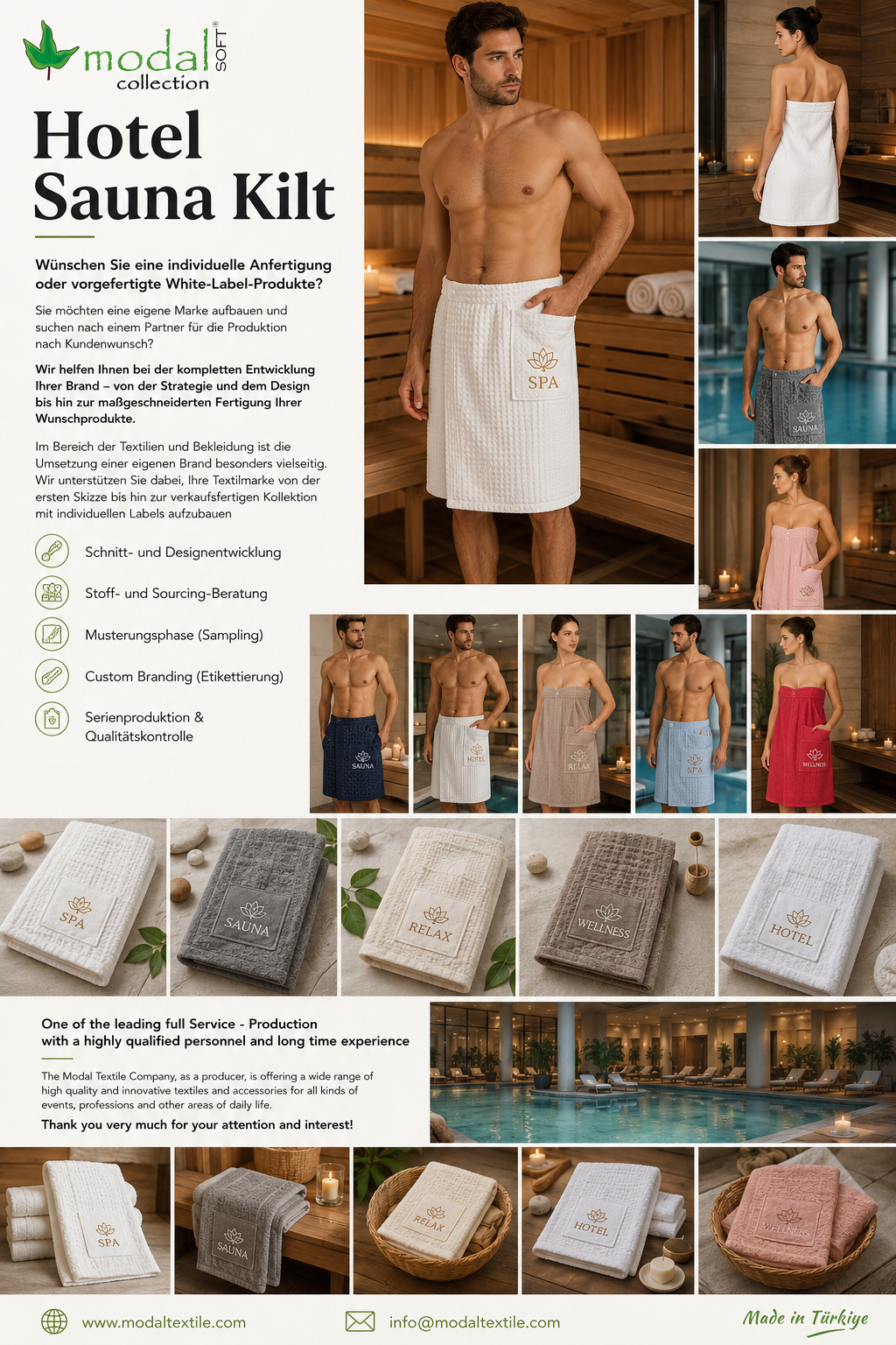 Hotel sauna kilts and spa textile collection