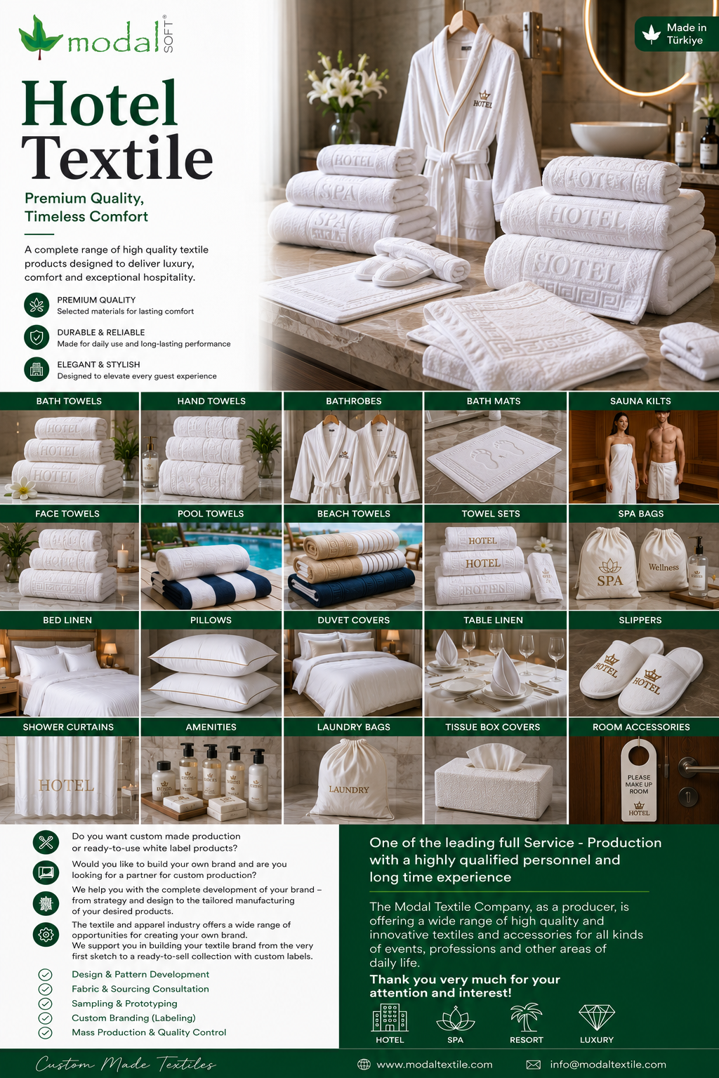 Complete hotel textile product range by Modal Textile